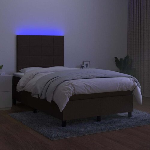  s oprugama i madracem LED tamnosmeđi 120x190 cm tkanina Slike