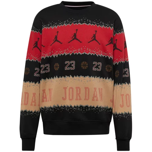Jordan Sweater majica 'ESS' svijetlosmeđa / crvena / crna / bijela