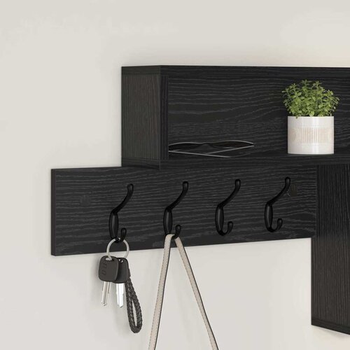  Vje&amp;scaron;alica za kapute na zidu Zidne Crni hrast 100 x 12 x 43,5 cm Slike