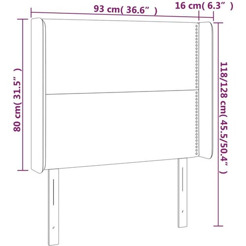  Uzglavlje smeđesivo 93 x 16 x 118/128 cm od tkanine Slike