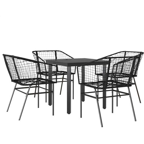 vidaXL Vrtni blagovaonski set od 5 dijelova crni poliratan staklo - Crna 80 x 80 x 74 cm 4 Cene