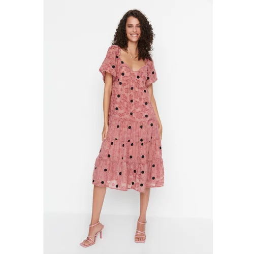 Trendyol Design Dried Rose Fabric Textured Dress