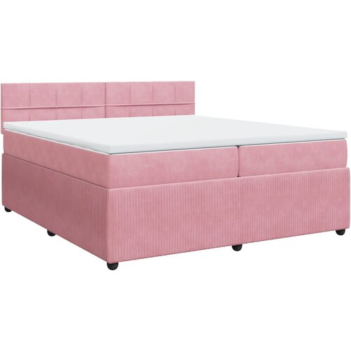 vidaXL Box spring postelja z vzmetnico roza 200x200 cm žamet, (21309000) Cene