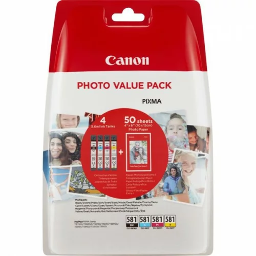 Canon Komplet barvnih kartuš CLI-581 + Foto papir / Original