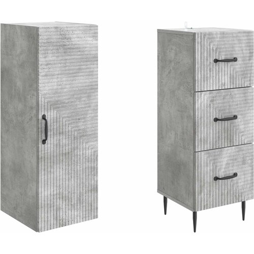  Set ormara 2 pcs Betonska siva 33 x 34,5 x 90 cm Slike