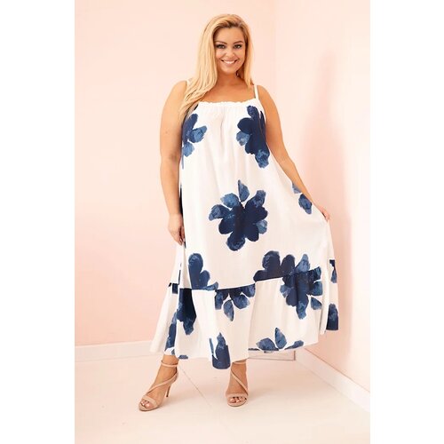 Kesi Włoski Women's dress with straps, ruffle, and floral print denim Cene