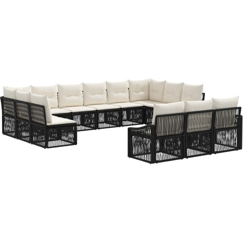 vidaXL Vrtna sedežna garnitura 13 pcs Črna poli ratan, (5000270973) Cene