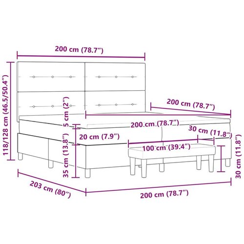  Krevet s kutijom s madracem i klupicom Tamnozeleni 200x200 cm Bar&amp;scaron;un Slike