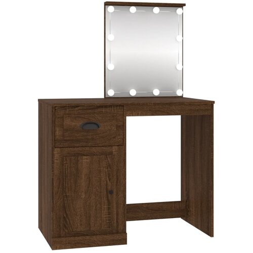 VidaXL Toaletna mizica z LED lučmi rjavi hrast 90x50x132,5 cm inž. les, (20712886) Slike