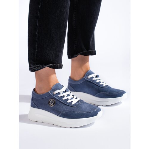 Shelvt Blue Leather Trainers Cijene