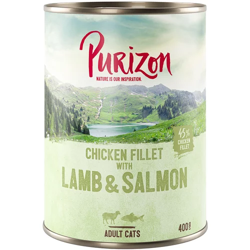 Purizon Adult 6 x 400 g - bez žitarica - Pileći file s lososom i janjetinom