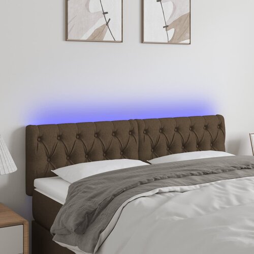 vidaXL LED posteljno vzglavje temno rjavo 144x7x78/88 cm blago Cene