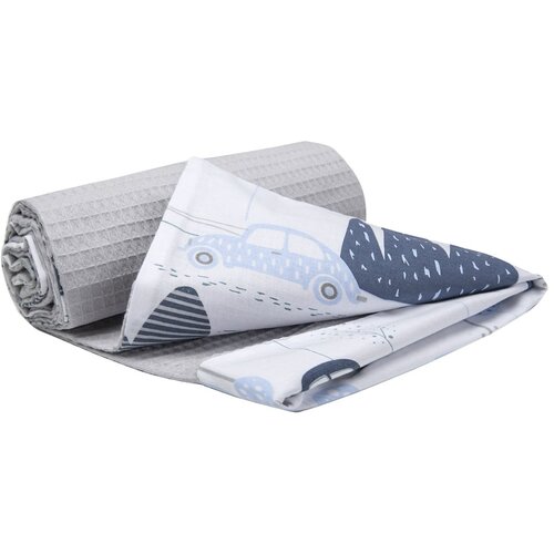 Medi Partners Blanket 75x100 cotton + cotton Waffle – Retro cars + gray Waffle Cene