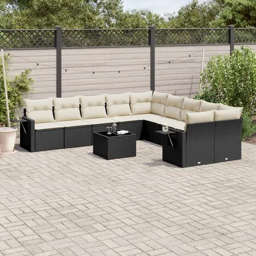 vidaXL 11-dijelni set vrtnih sofa od poliratana s jastucima crni vidaXL 11-dijelni set vrtnih sofa od poliratana s jastucima crni
