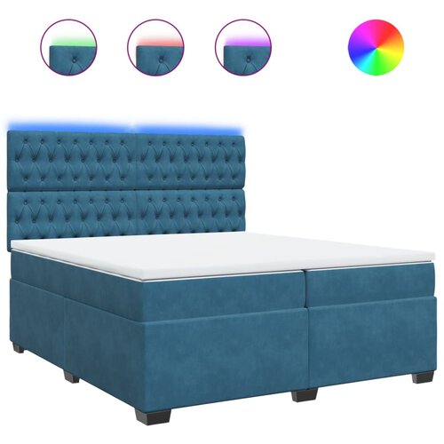 vidaXL Box spring postelja z vzmetnico modra 200x200 cm žamet, (21305042) Cene