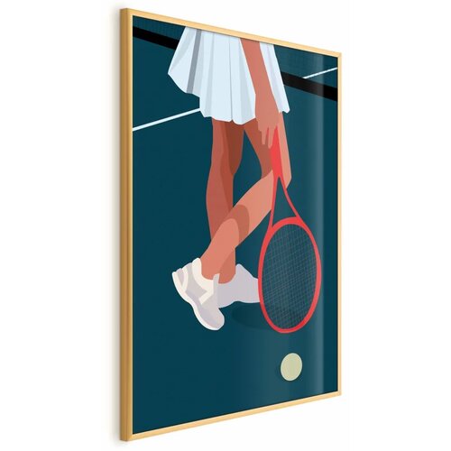  Plakat - Tennis Player with a Red Racket on the Court - Illustration 40x60 Zlatni okvir Cijene