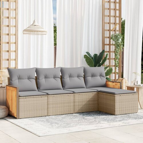 vidaXL 5-dijelni vrtni set sofa s jastucima bež od poliratana Cijene