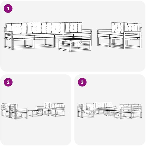  Set vanjskih sofa 6 kom. Bijela i svjetlosiva Slike
