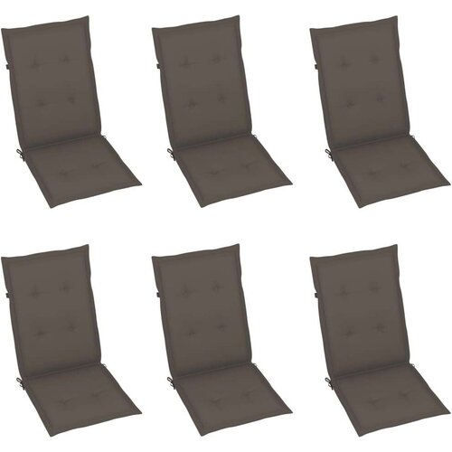  Jastuci za vrtne stolice 6 kom smeđesivi 120x50x3 cm od tkanine Slike