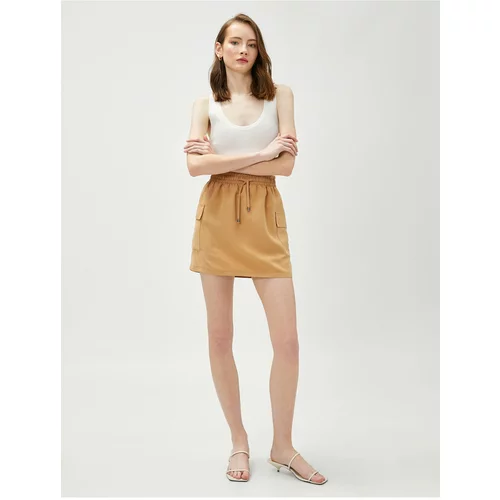 Koton Mini Skirt Modal Mixture With Pockets Tie Waist