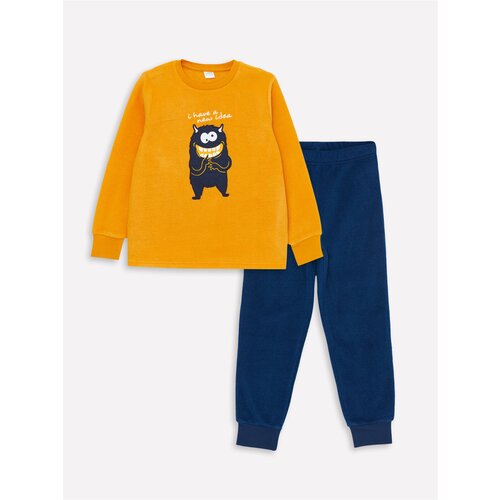 LC Waikiki Crew Neck Embroidered Long Sleeve Boys Pajamas Set Slike