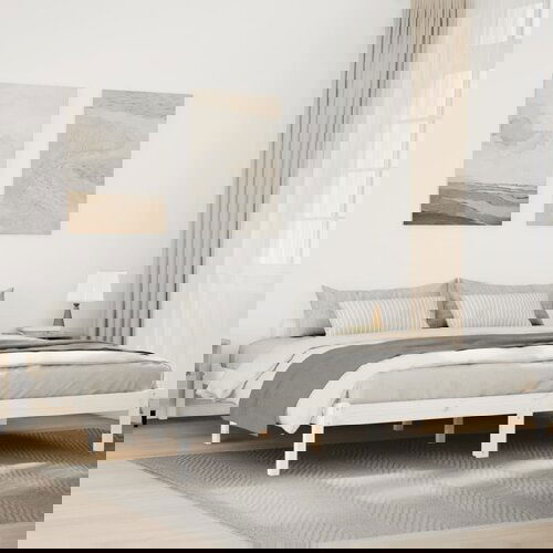 VidaXL Dalj&amp;scaron;i posteljni okvir brez vzmetnice bel 180x220 cm borovina Slike