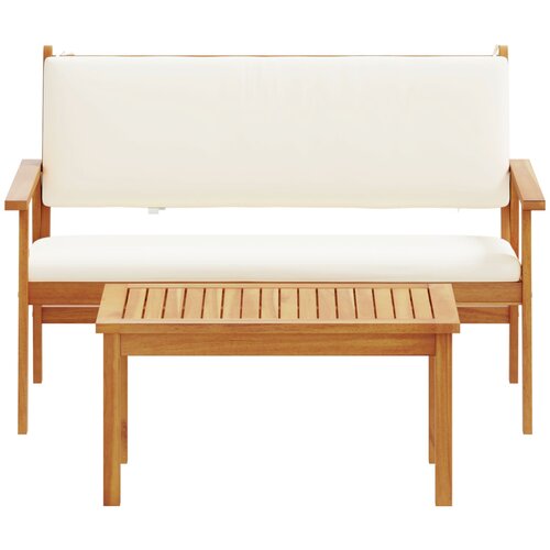 VidaXL Zunanja klop Krem bela Trden akacijev les 120 x 65.5 x 79 cm Slike
