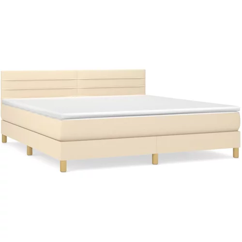 vidaXL Box spring postelja z vzmetnico krem 180x200 cm blago, (20894033)