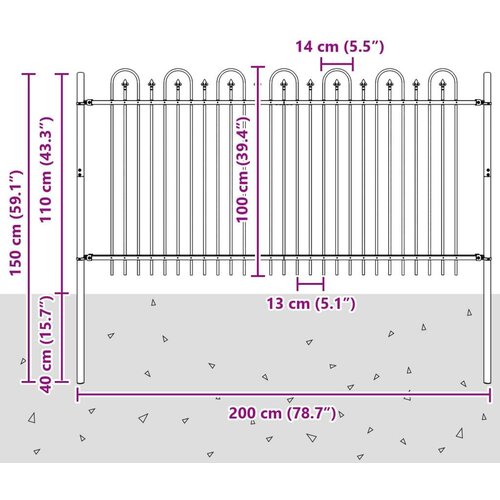  Ograda sa &amp;scaron;iljkom i lukom Crna 200 x 150 cm Slike