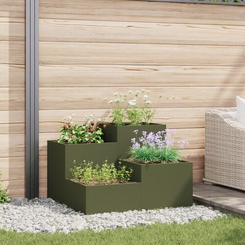 vidaXL Vrtni Sadilnik Olive zelena Hladno valjano jeklo 80 x 80 x 60 cm Cene