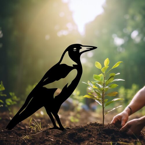 WALLXPERT Bird 02 Black Decorative Garden Object Cene