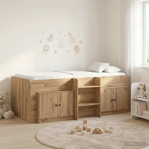  Loft krevet s ormarom 3 kom. Hrast artisan Konstruirano drvo - Hrast artisan Cene