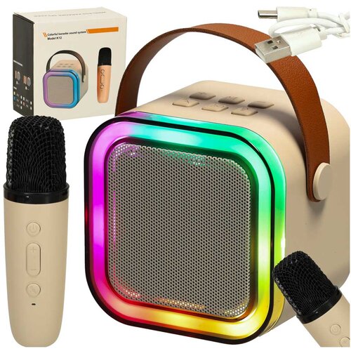  Otro&scaron;ki karaoke set Bluetooth &ndash; zvočnik in mikrofon z LED osvetlitvijo, bež - Rojstni dan - Najstniki Cene