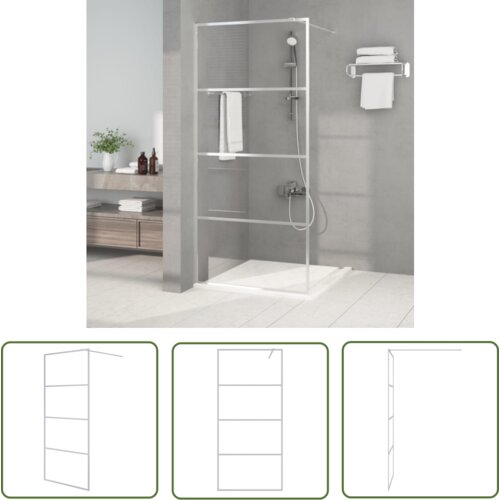 The Living Store Pregrada za tu&amp;scaron; srebrna 90x195 cm prozorno ESG steklo - Tu&amp;scaron; Stena, (21745299) Slike