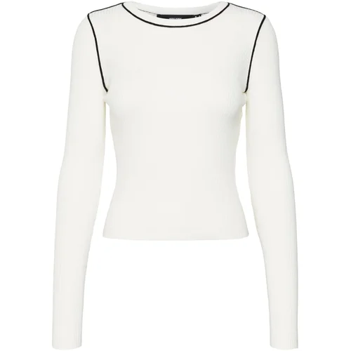 Vero_Moda Pulover 'VMKARA' kremna / črna