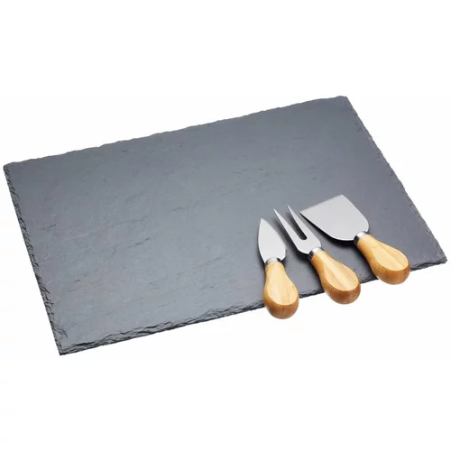 Kitchen Craft Komplet noža za sir in deske za rezanje iz skrilavca , 35 x 25 cm