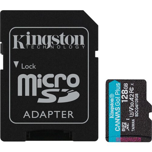 Micro SDXC card Kingston 128GB Canvas GoPlus Gen.4 200MB/s A2 U3 V30 Card + Adapter SDCG4/128GB Slike