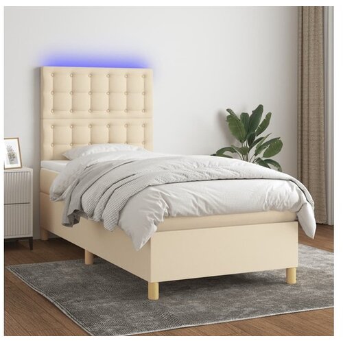  Box spring s madracem LED krem 100x200 cm od tkanine Cijene