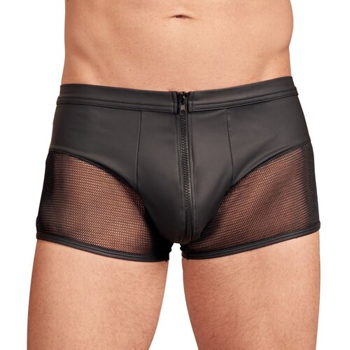 NEK Leather Look Men's Zip Boxer - Black Cene