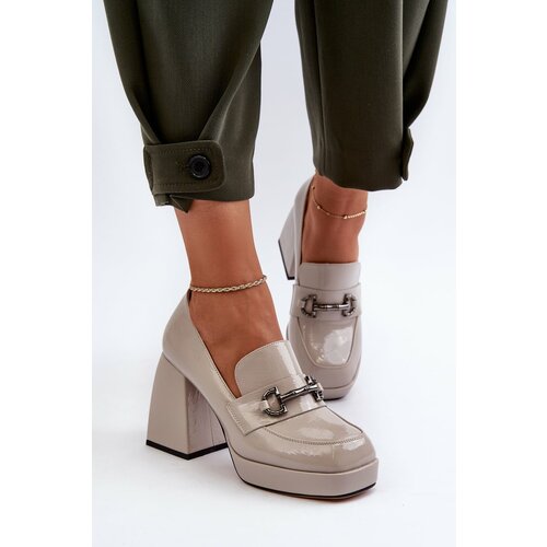 Kesi Women's Patent High Heeled Shoes Grey D&A Slike