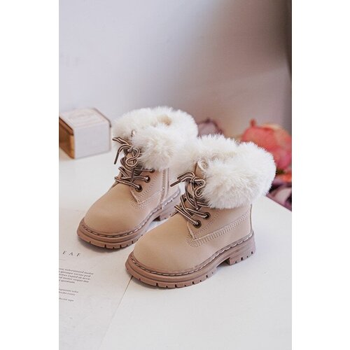 Kesi Children's Trapper shoes with zipper and fur, Beige Gerande Cijene