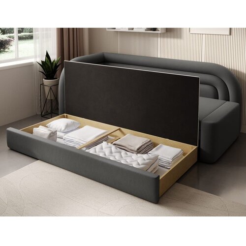 ELTAP Siva bar&amp;scaron;unasti sklopiva/s prostorom za odlaganje sofa s lijevim kutom 223 cm Fabillo &amp;ndash; Slike