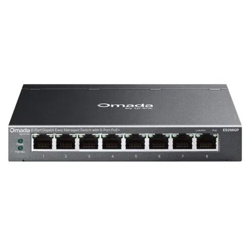 Tp-link Omada ES208GP network switch Managed L2 Gigabit Ethernet (10 /100 /1000) Power over Ethernet (PoE) DIN rail Black Cijene