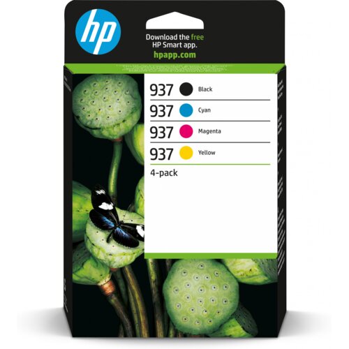 HP 937 CMYK Original Ink Cartridge 4-Pack rezervoar s črnilom 4 kom Standardni donos Črna, Modra, Magenta, Rumena Slike