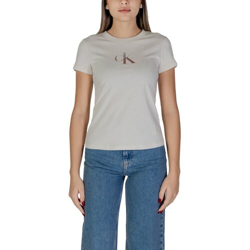 Calvin Klein Jeans Majice s kratkimi rokavi GRADIENT CK TEE J20J224982 Bež Slike