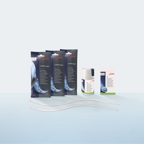 Jura nega komplet, 25065, paket s 3 1 za CLARIS Smart+, cistilo sistem mleka, 6 cistilnih tablet, 2 cevi za mleko. Slike