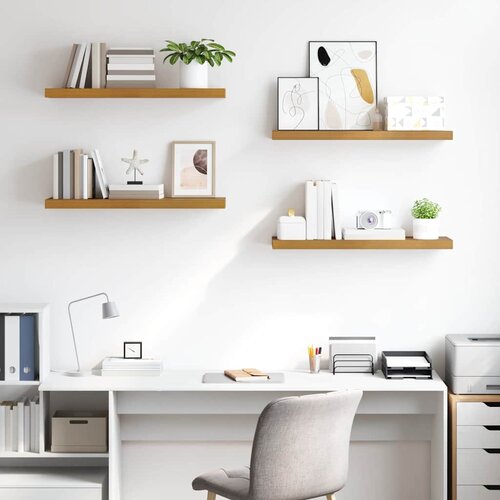  Polica na zidu 4 pcs Bež 90 x 23,5 x 4 cm Konstruirano drvo Slike