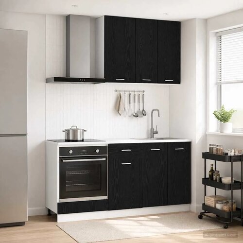  Kuhinjska jedinica LYON 5 kom. Crni hrast Konstruirano drvo - Crni hrast 80 cm Cijene