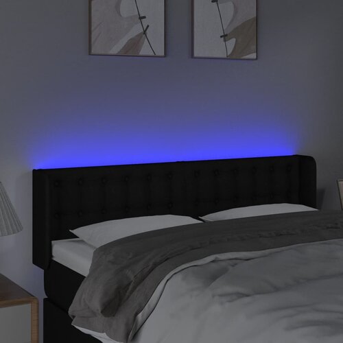  LED uzglavlje crno 147x16x78/88 cm od tkanine Slike