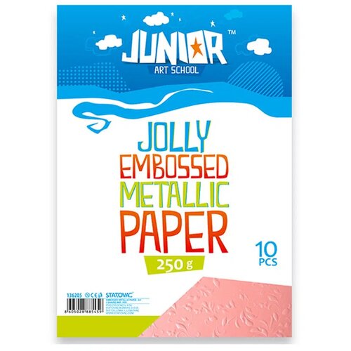 Junior jolly Embossed Metallic Paper, papir metalik reljefni, A4, 250g, 10K, odaberite Roze Slike